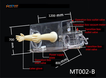 Anti - caixa de luva uv do vácuo para a pesquisa universal 700*450*500mm dos testes